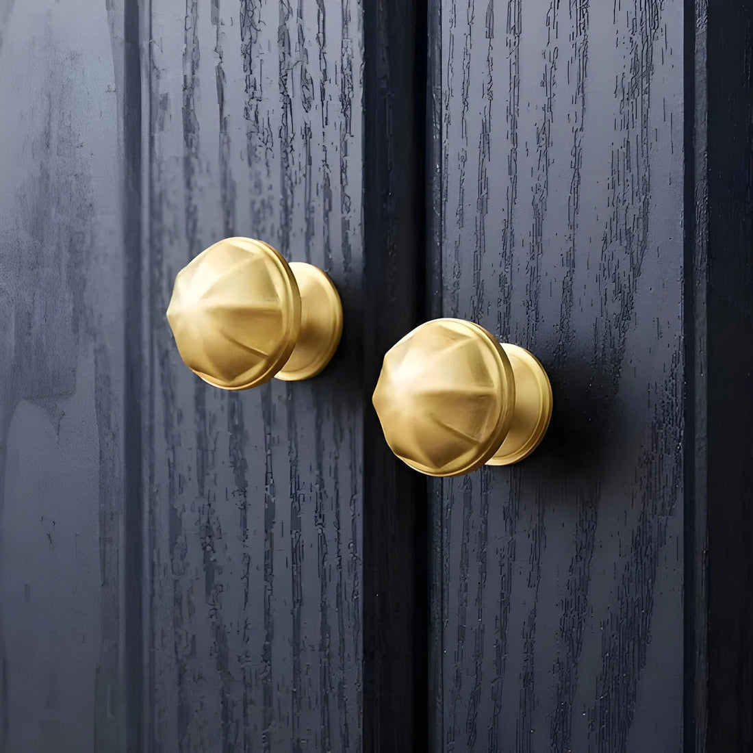 The Canopy Knob by Mantara (B-0105) is a brushed brass knob in gold, ideal for kitchens, cabinets, and furniture.
