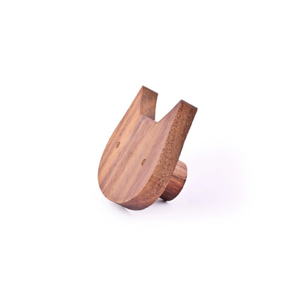 Mantara Cat Wooden Knob W-0024 is a modern wooden knob and wall hook in brushed walnut finish, ideal for kids&