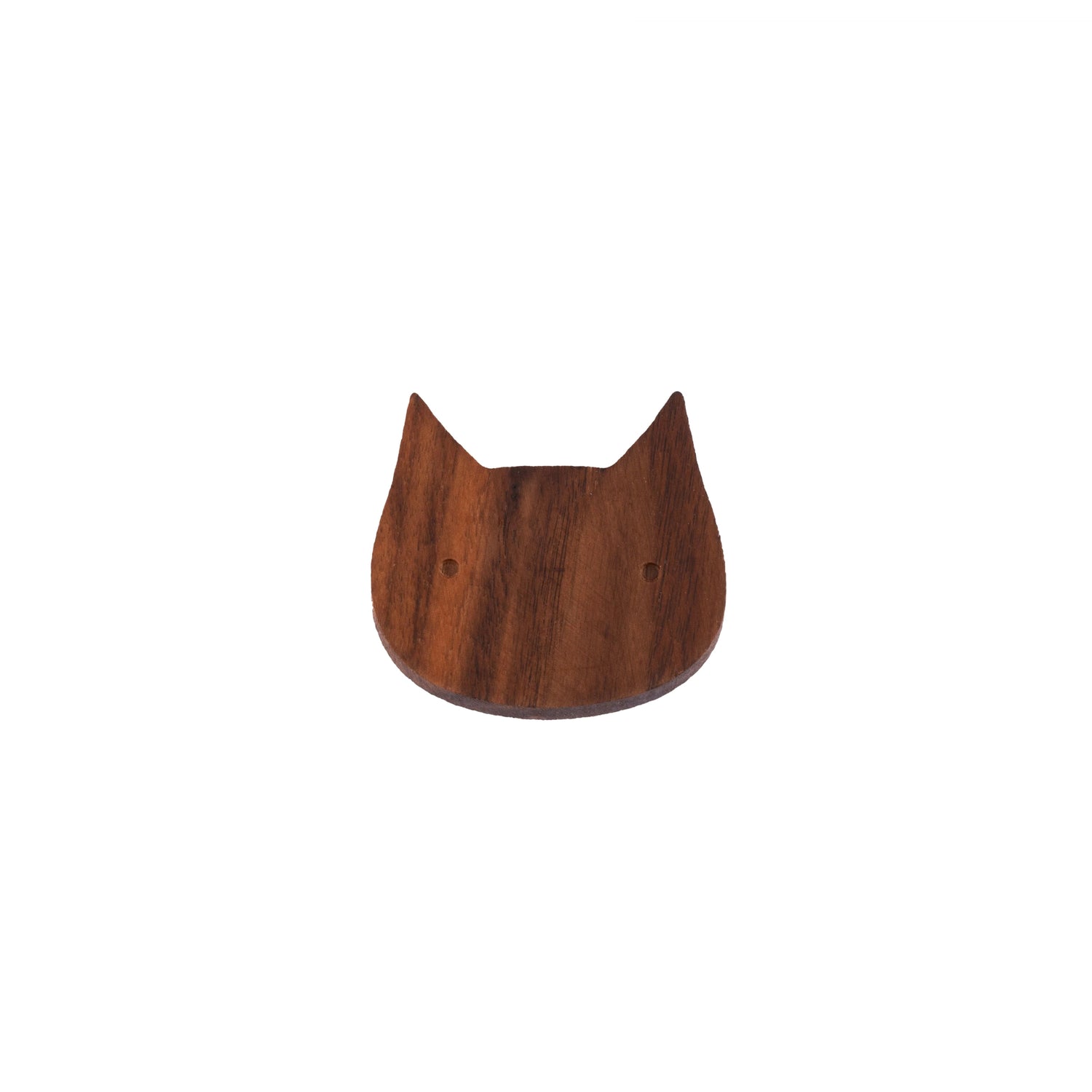 Mantara Cat Wooden Knob W-0024 is a modern wooden knob and wall hook in brushed walnut finish, ideal for kids&
