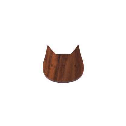 Mantara Cat Wooden Knob W-0024 is a modern wooden knob and wall hook in brushed walnut finish, ideal for kids&