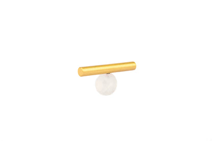 The Mantara C-0020 Chroma T-Bar is a modern crystal and brass knob in white, ideal for drawers and cabinets.