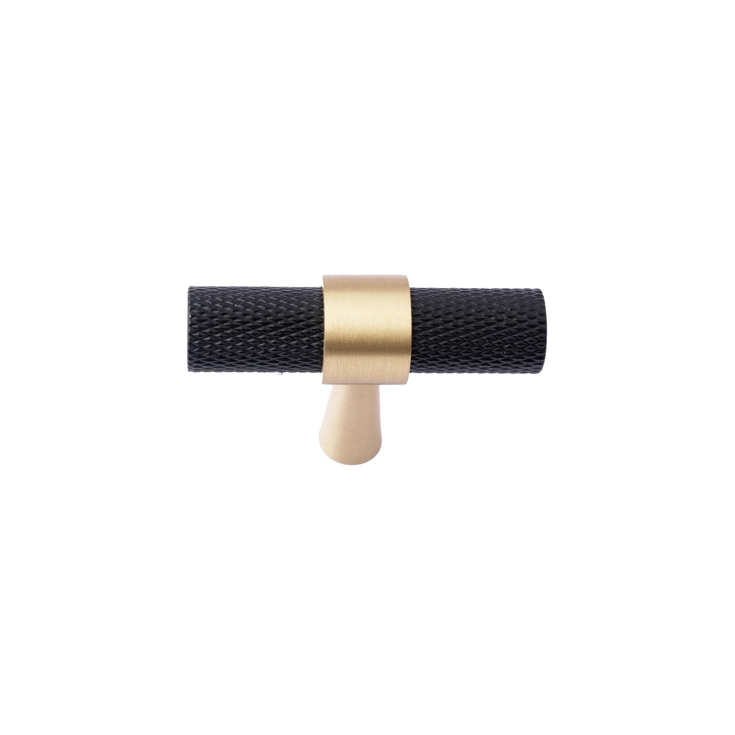  B-0064 Cleo T-Bar handle in brushed brass, sizes 50mm, 130mm, 160mm, 190mm &amp; 224mm, for kitchen cabinets, wardrobes, and drawers by Mantara.