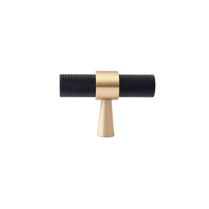  B-0064 Cleo T-Bar handle in brushed brass, sizes 50mm, 130mm, 160mm, 190mm &amp; 224mm, for kitchen cabinets, wardrobes, and drawers by Mantara.