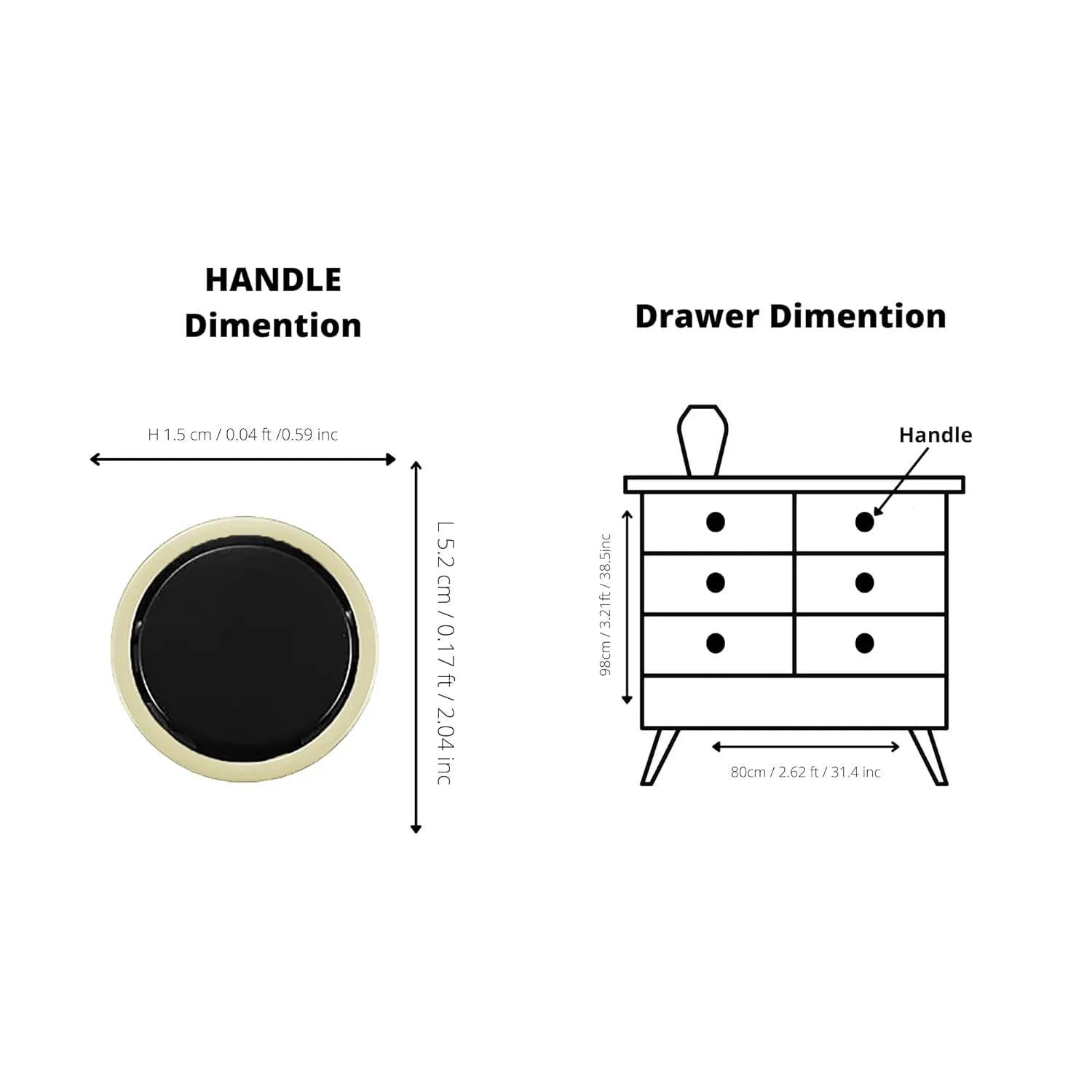 Concealed Round Handle / Knob  / Drawer knob/ Black / Zinc Alloy - M A N T A R A