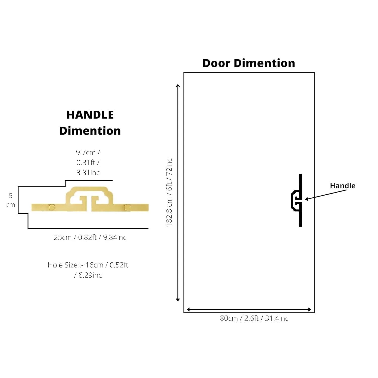 Cornice Handle |Brass | Main door handle | long door handle | Hardware  - M A N T A R A