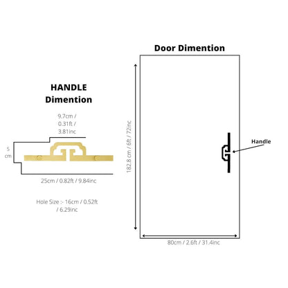 Cornice Handle |Brass | Main door handle | long door handle | Hardware  - M A N T A R A