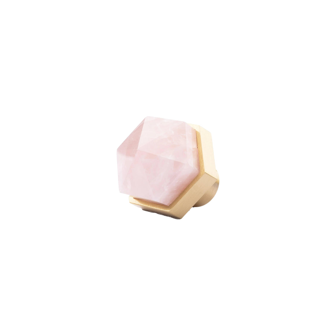 The Mantara C-0005 is a modern crystal + brass knob in pink, ideal for cabinets and wardrobes.