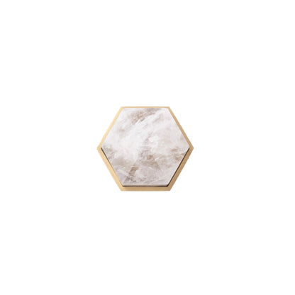 The Mantara C-0005 is a modern crystal + brass knob in white, ideal for cabinets and wardrobes.