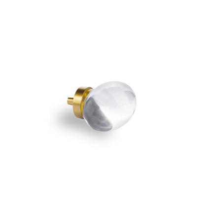 The Mantara C-0008 is a modern artificial crystal + brass knob in white/brass, ideal for wardrobes and drawers.