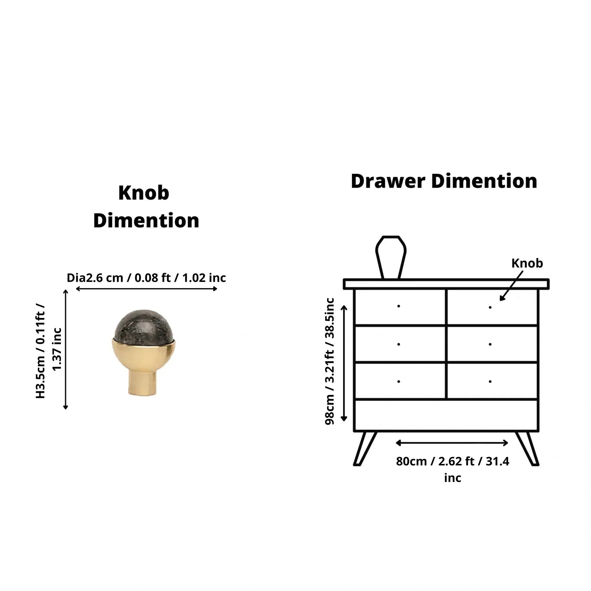 The Mantara C-0006 is a modern crystal + brass knob in black, ideal for drawers and cabinets.