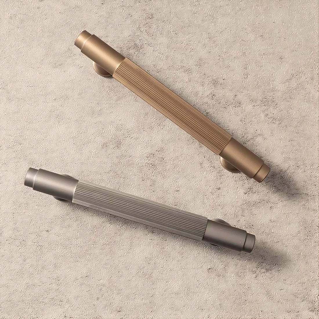The Mantara AL-0002 Sleek Bar Handle is a modern aluminum alloy handle in rose gold, ideal for cabinets and wardrobes.