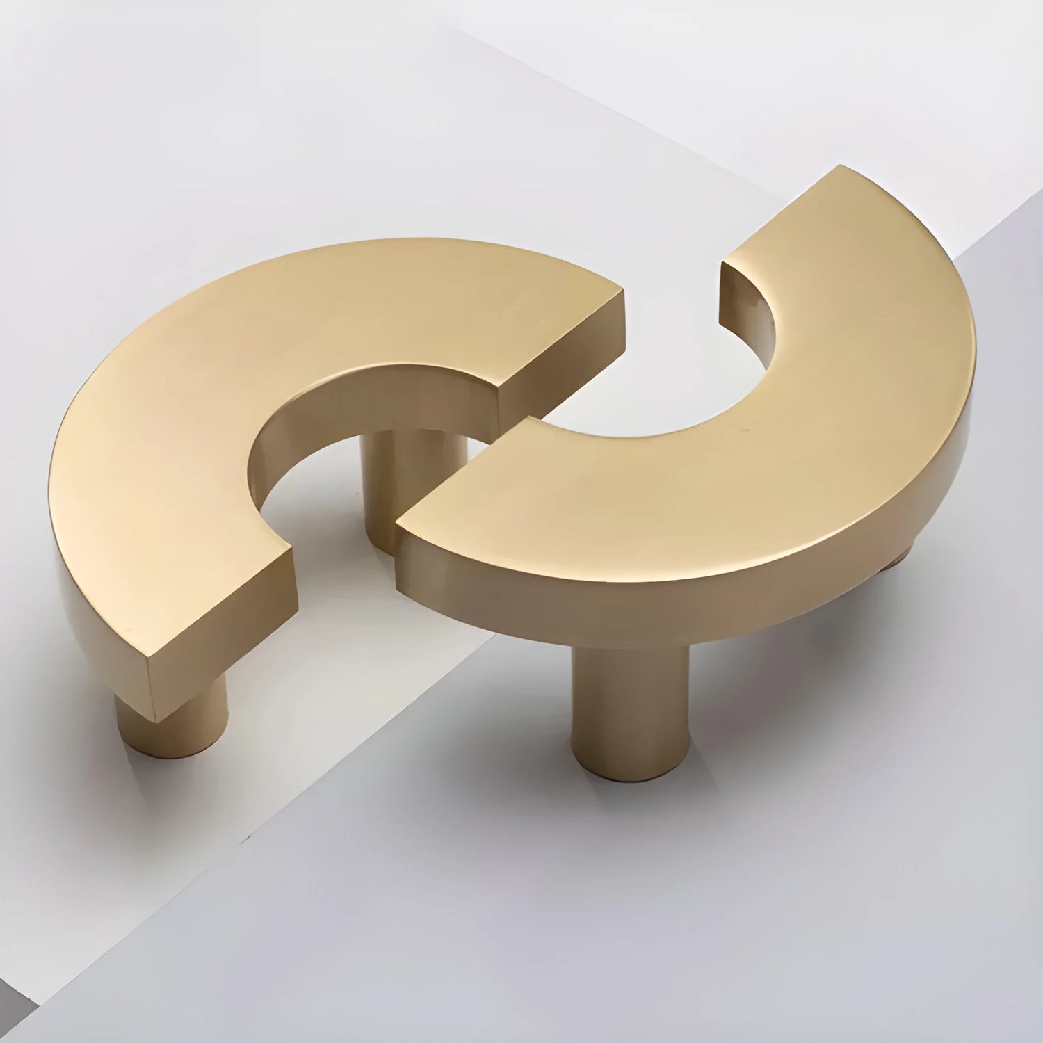 Mantara Dua Handle B-0075 is a modern brushed brass knob in gold, ideal for drawers, cabinets, and furniture use.