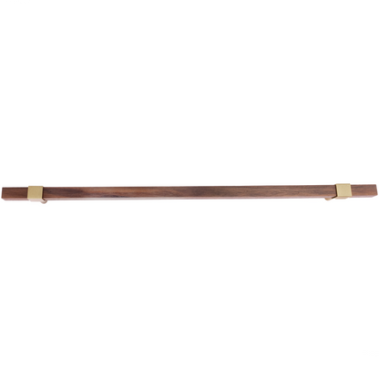 Ebonex Handle W-0009 in brushed brass &amp; walnut, sizes 70–391mm, suits doors, cabinets &amp; wardrobes—by Mantara.
