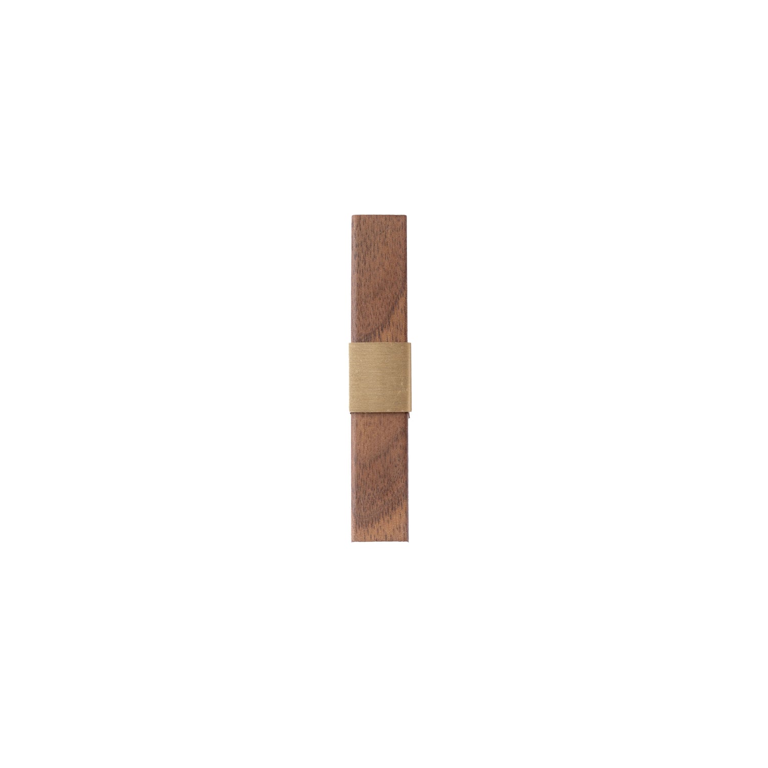 Ebonex Handle W-0009 in brushed brass &amp; walnut, sizes 70–391mm, suits doors, cabinets &amp; wardrobes—by Mantara.