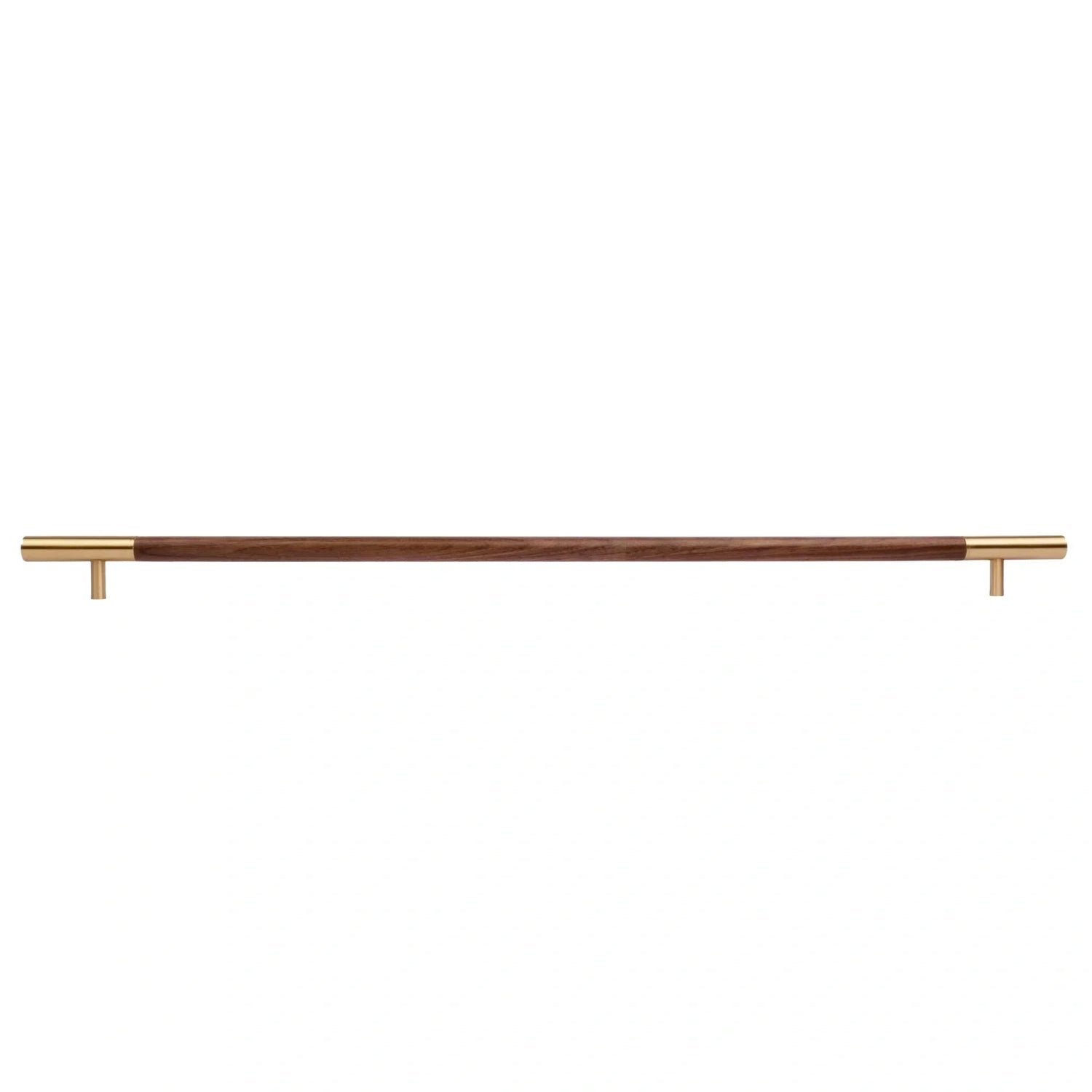 Mantara Elm Handle W-0004-H is a natural wood handle in brown with brushed brass finish, ideal for doors &amp; furniture.