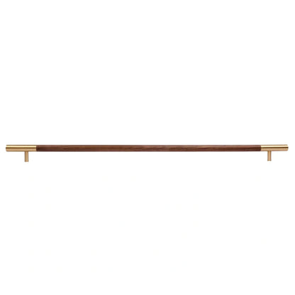 Mantara Elm Handle W-0004-H is a natural wood handle in brown with brushed brass finish, ideal for doors &amp; furniture.