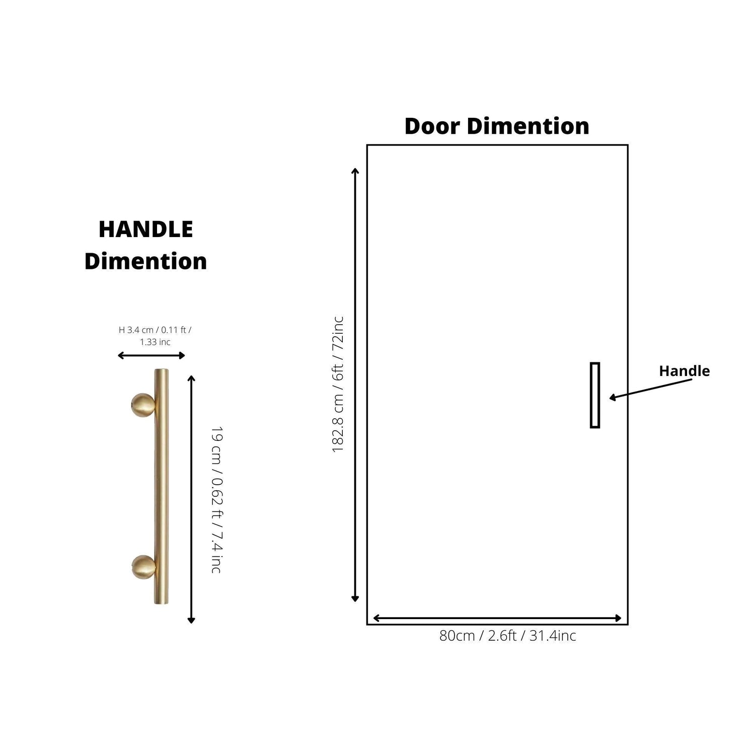 Elowen T Bar Handle Handles 50mm / Gold / Brass - M A N T A R A