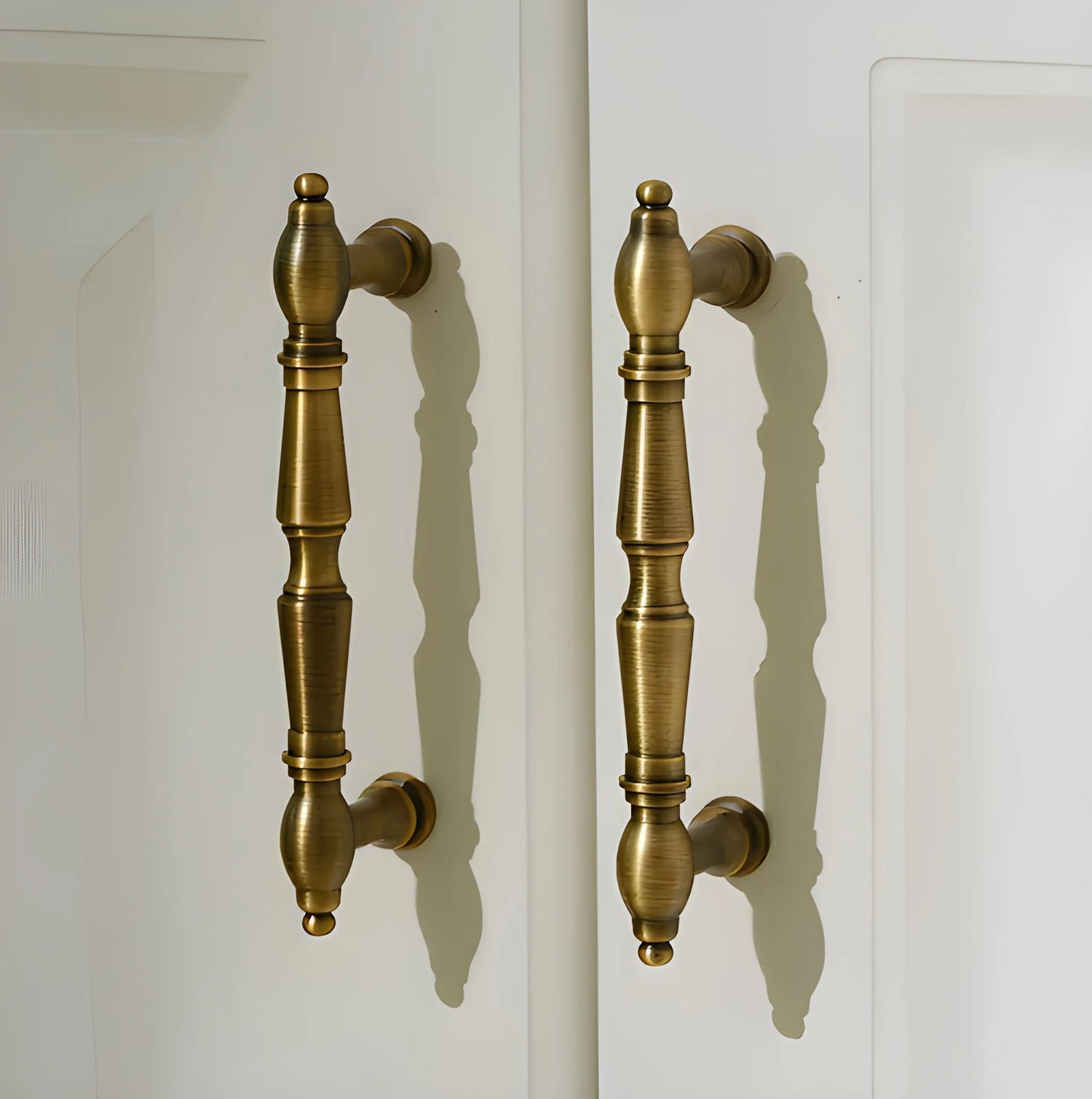 Door handle solid brass antique bronze finish by Mantara, model temple handle B-0123, bronze handle for pooja doors.