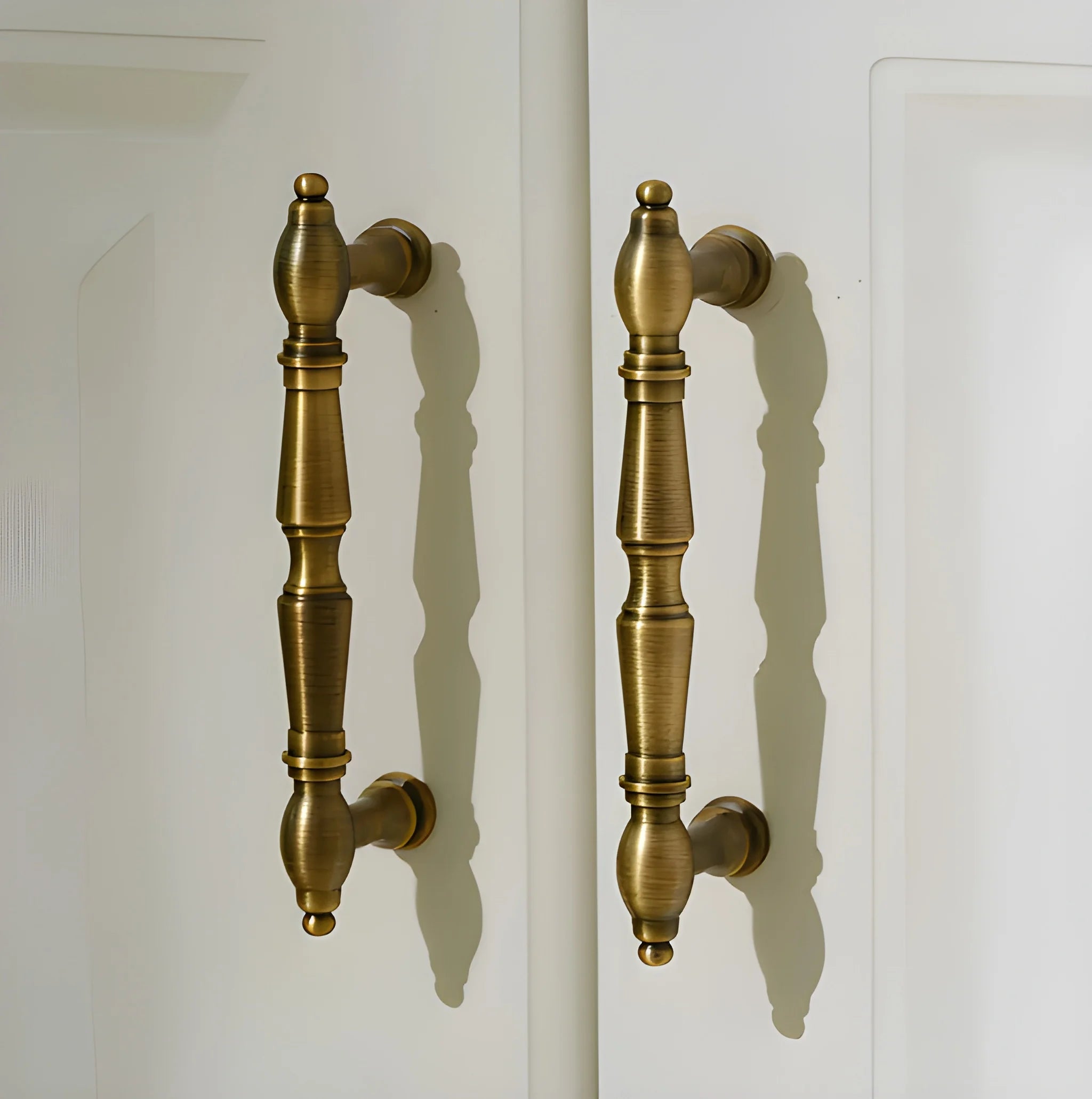 Door handle solid brass antique bronze finish by Mantara, model temple handle B-0123, bronze handle for pooja doors.
