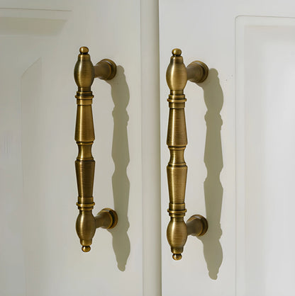 Door handle solid brass antique bronze finish by Mantara, model temple handle B-0123, bronze handle for pooja doors.