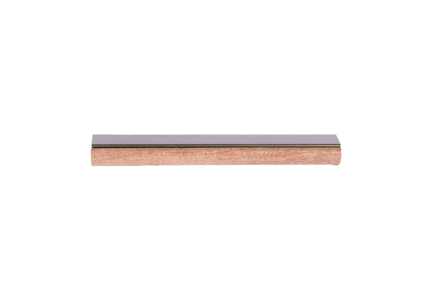 Drawer pull handle, Wood+aluminium, brown brushed finish, Mantara, Esha Handle W-0016, perfect for kitchen drawers and dressers
