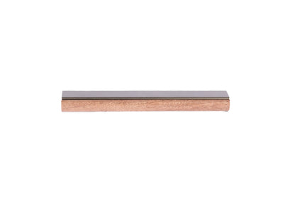 Drawer pull handle, Wood+aluminium, brown brushed finish, Mantara, Esha Handle W-0016, perfect for kitchen drawers and dressers
