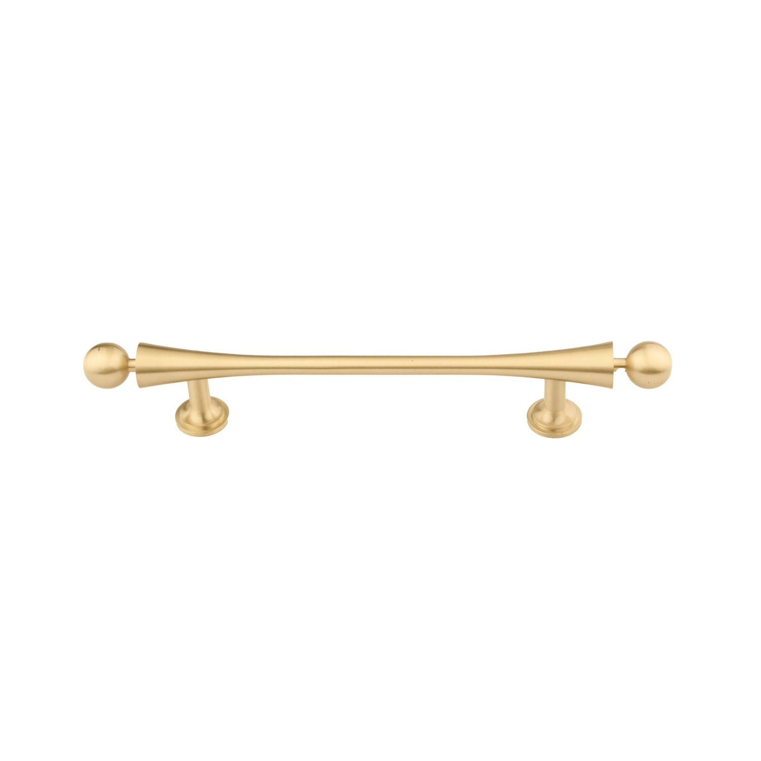 B‑0071 Felicity solid brass pull handle in brushed gold finish, available in 175 mm &amp; 206 mm lengths, ideal for wardrobes, cabinets, drawers, doors and bathrooms by Mantara.
