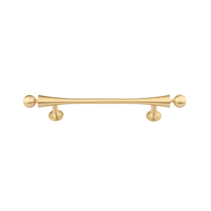 B‑0071 Felicity solid brass pull handle in brushed gold finish, available in 175 mm &amp; 206 mm lengths, ideal for wardrobes, cabinets, drawers, doors and bathrooms by Mantara.