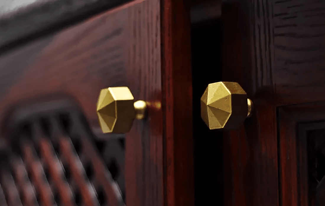 Fiore knob B-0006, dark gold brass, Dia35mm H30mm, brushed finish, for drawers &amp; wardrobes by Mantara