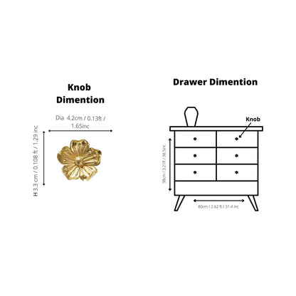 Flora Knob / knobs/kitchen hardware/cabinet hardware/hardware knobs/antique brass wardrobe knobs
 / Gold / Brass - M A N T A R A