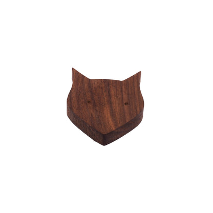 Mantara Fox Hook W-0024 is a modern wooden knob and wall hook in brushed walnut  finish, ideal for kids&
