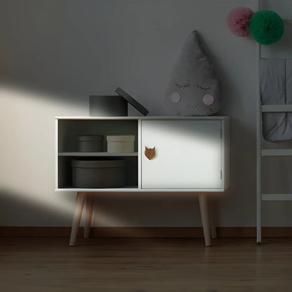 Mantara Fox Hook W-0024 is a modern wooden knob and wall hook in brushed walnut  finish, ideal for kids&