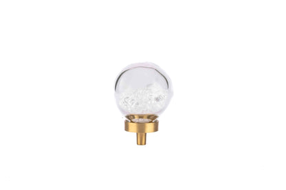 The Mantara C-0024 Frost Knob is a modern crystal and brass knob in white, ideal for drawers, cabinets, and kitchens.