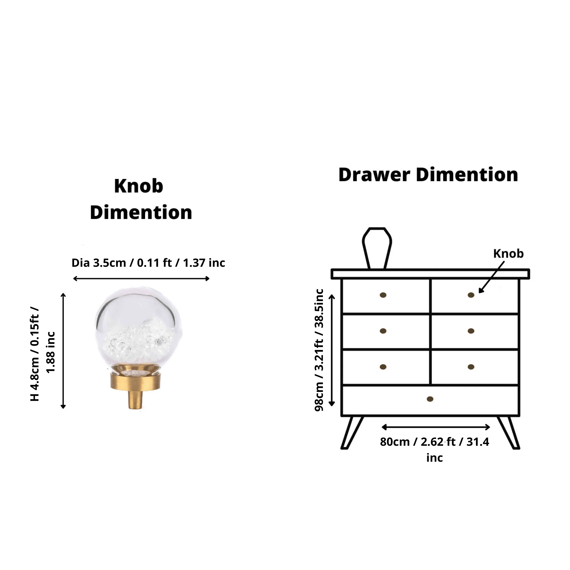 The Mantara C-0024 Frost Knob is a modern crystal and brass knob in white, ideal for drawers, cabinets, and kitchens.
