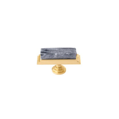Fuji Handle M-0010 in Grey marble &amp; brass, brushed finish, 50mm, for kitchen cabinets &amp; drawers by Mantara