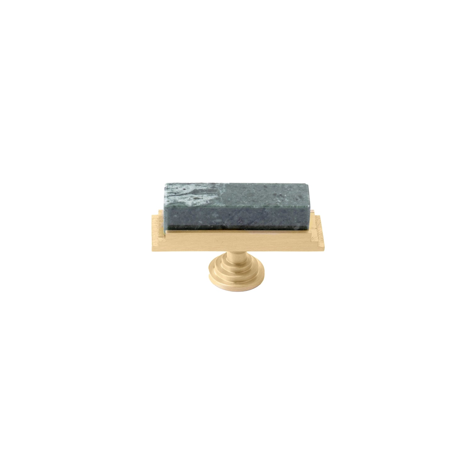 Fuji Handle M-0010 in Green marble &amp; brass, brushed finish, 50mm, for kitchen cabinets &amp; drawers by Mantara