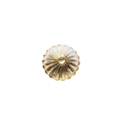 The Mantara C-0010 is a modern crystal knob in white/brass, ideal for kitchens, drawers, and cabinets.