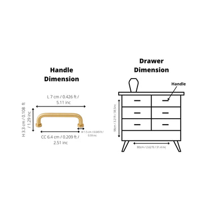 The Gleam Handle by Mantara B-0106 is a brushed brass handle in gold, ideal for furniture, wardrobes, and kitchens.