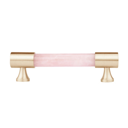 The Mantara C-0014-96 Haze Handle is a modern crystal and brass handle in pink, ideal for cabinets and wardrobes.