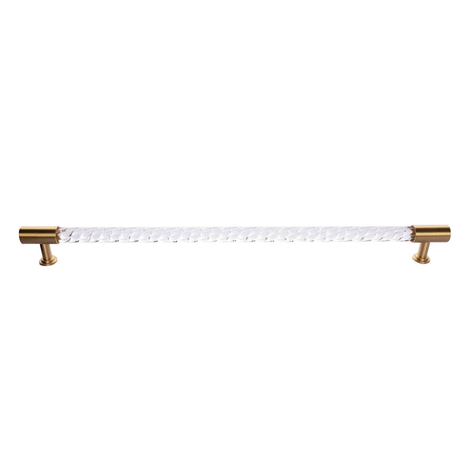 The Mantara A-0012 Helix Handle is a modern white brass and acrylic handle with polished + brushed stem, ideal for doors, cabinets, and wardrobes.