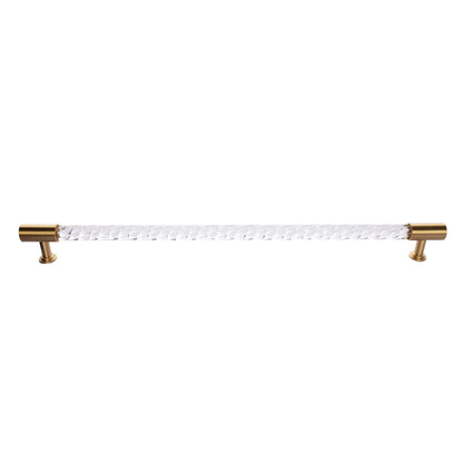 The Mantara A-0012 Helix Handle is a modern white brass and acrylic handle with polished + brushed stem, ideal for doors, cabinets, and wardrobes.