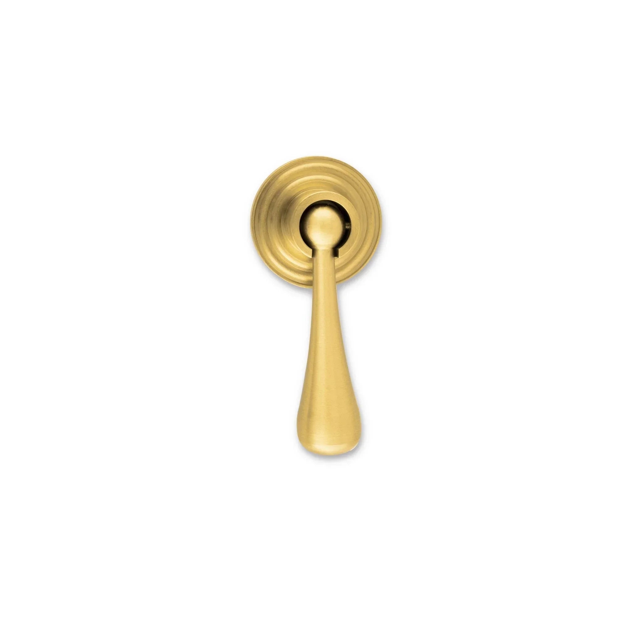 The Mantara B-0036 Heritage Drop Knob is a modern brushed brass knob in gold, ideal for main doors, furniture, drawers, and kitchens.