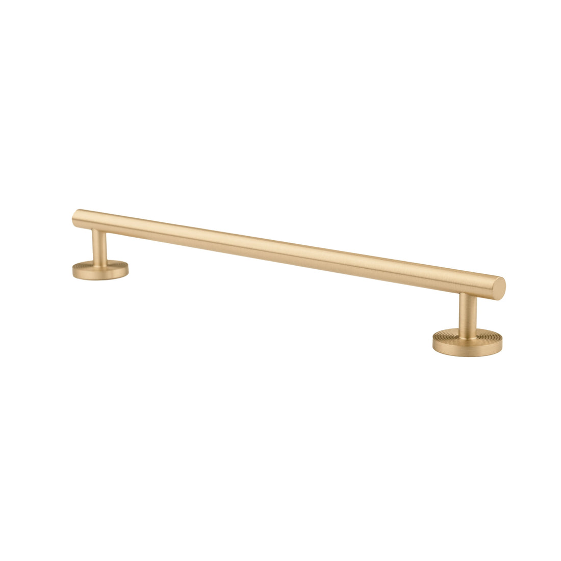 B‑0073 Holistic solid brass pull handle in brushed gold finish, available in 254 mm &amp; 510 mm lengths, perfect for wardrobes, doors, cabinets, and bathrooms by Mantara.