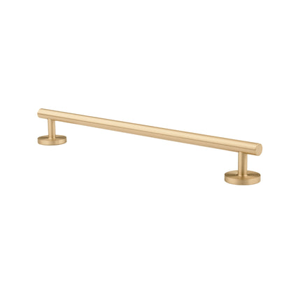 B‑0073 Holistic solid brass pull handle in brushed gold finish, available in 254 mm &amp; 510 mm lengths, perfect for wardrobes, doors, cabinets, and bathrooms by Mantara.