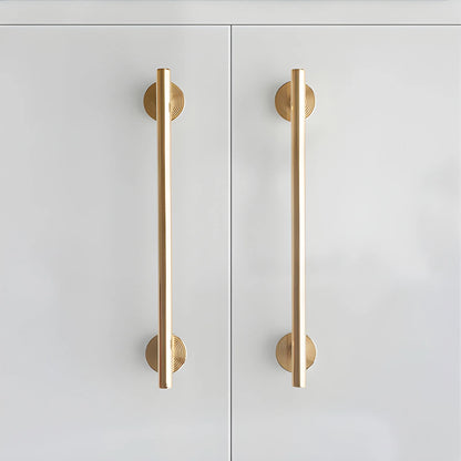 Mantara Holistic Handle B-0073 is a modern gold brushed brass handle, ideal for wardrobes, doors, cabinets, and bathrooms.