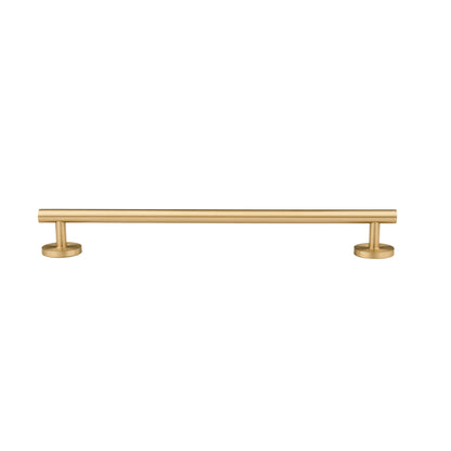 B‑0073 Holistic solid brass pull handle in brushed gold finish, available in 254 mm &amp; 510 mm lengths, perfect for wardrobes, doors, cabinets, and bathrooms by Mantara.