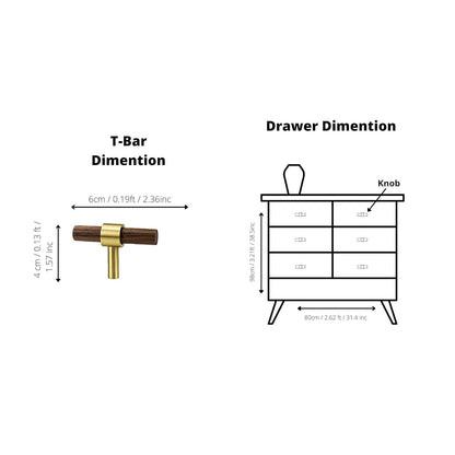 Mantara Holt Handle W-0010 is a modern walnut wood &amp; brass handle in dark brown with brushed finish, ideal for wardrobes &amp; drawers.