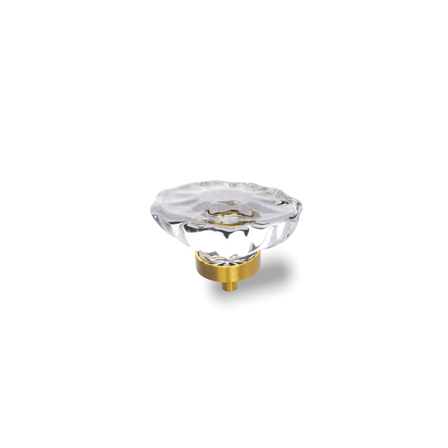 The Mantara C-0009 is a modern artificial crystal + brass knob in white/brass, ideal for kitchens and cabinets.