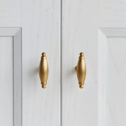 Door handle solid brass gold finish by Mantara, model temple handle B-0123, gold handle for pooja doors.