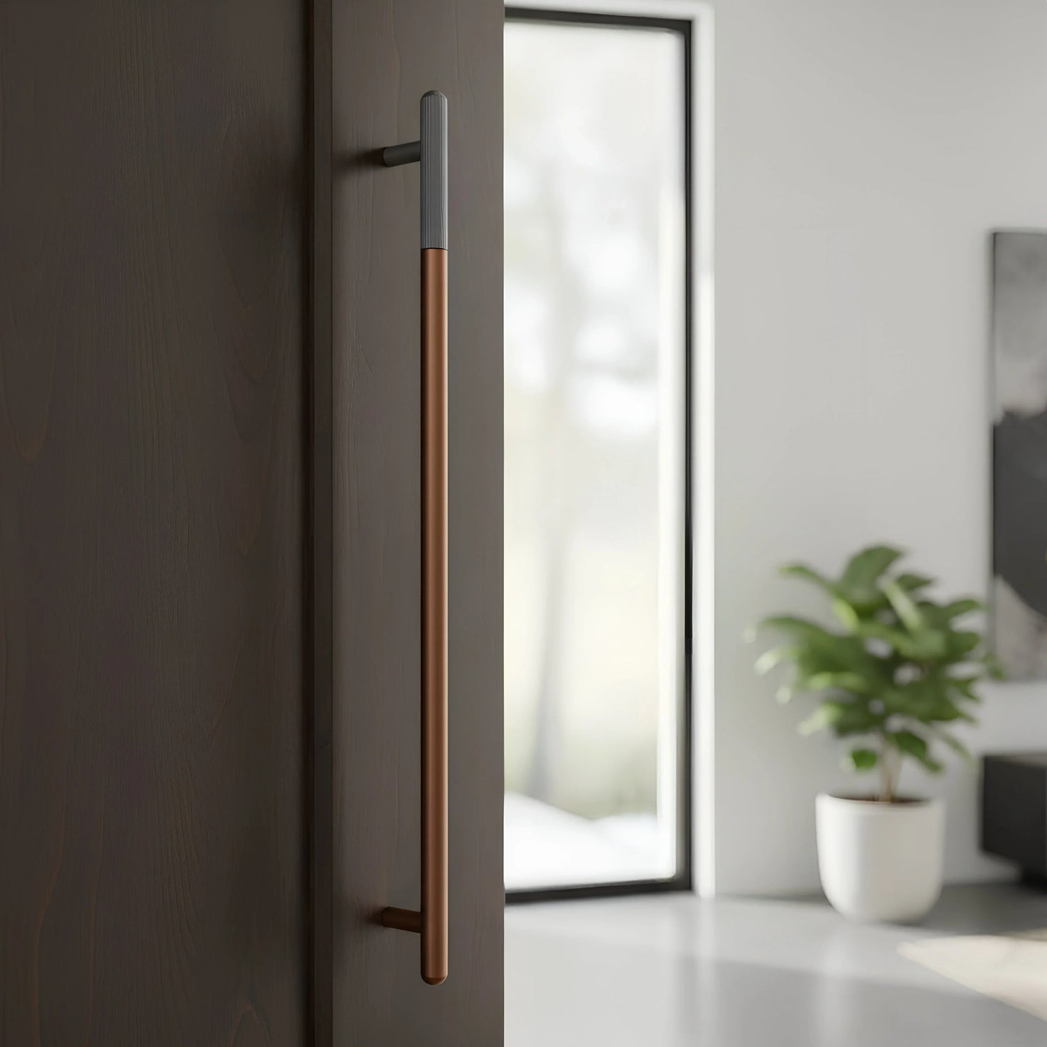 The Mantara AL-0003 Urbane Bar Handle is a modern aluminum alloy handle in black, perfect for doors and wardrobes.